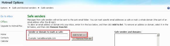Hotmail email filtering instructions Step 4