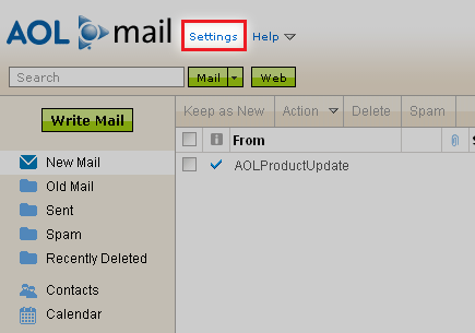 AOL email filtering instructions Step 1