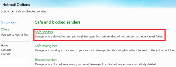 Hotmail email filtering instructions Step 3