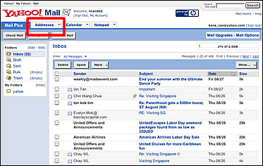 Yahoo email filtering instructions Step 1