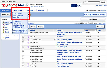 Yahoo email filtering instructions Step 2